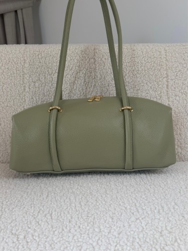 Torebka skórzana damska jamnik maxi baguette pistacja 001