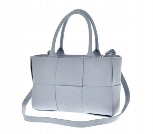Włoska skórzana torebka PREMIUM baby blue szachownica SZACH001