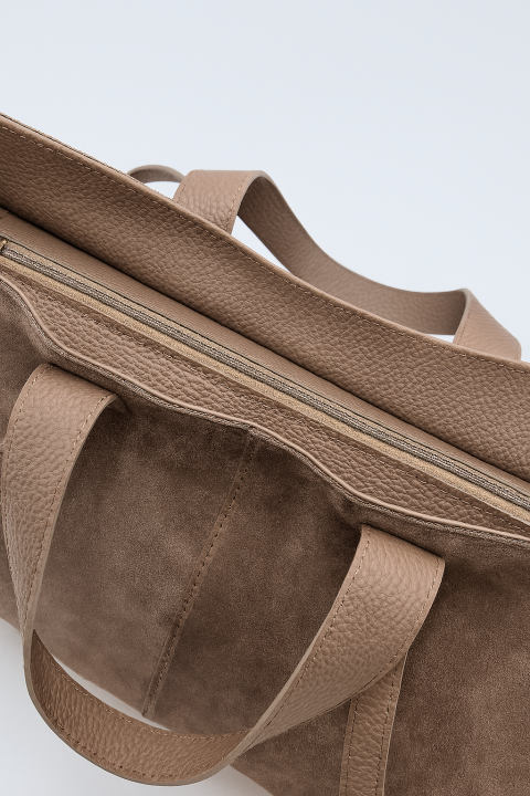 Włoska skórzana torebka - kamienny beż / Taupe