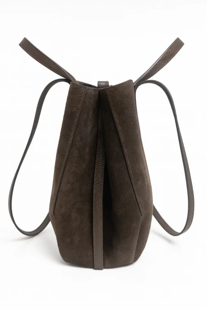 Włoska zamszowa torebka shopper Choco