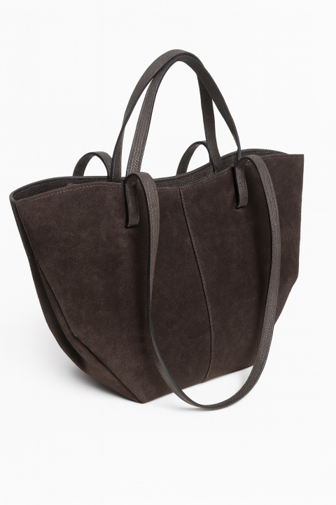 Włoska zamszowa torebka shopper Choco
