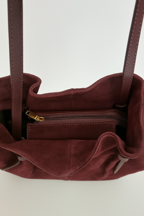 Torebka shopperka zamszowa bordowy