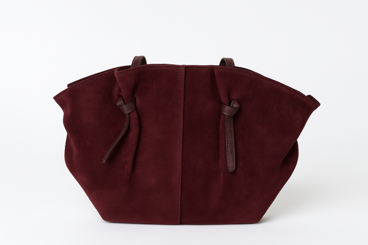 Torebka shopperka zamszowa bordowy