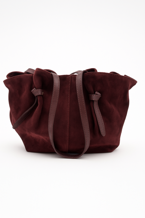 Torebka shopperka zamszowa bordowy