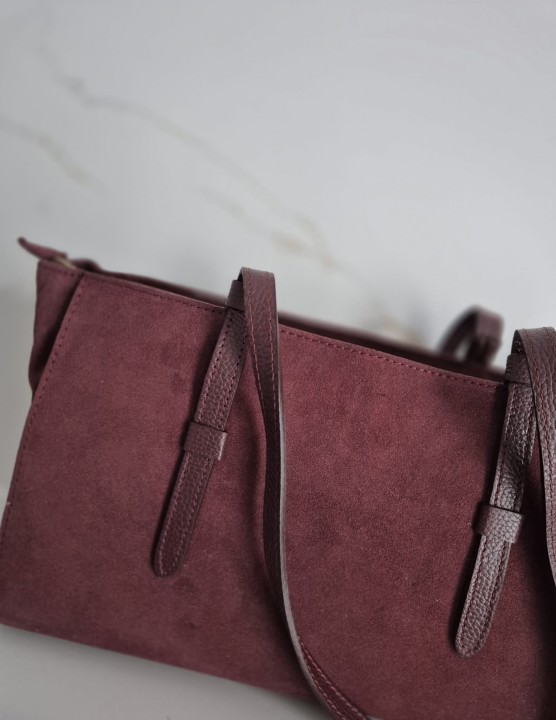 Torebka shopperka zamszowa bordowy