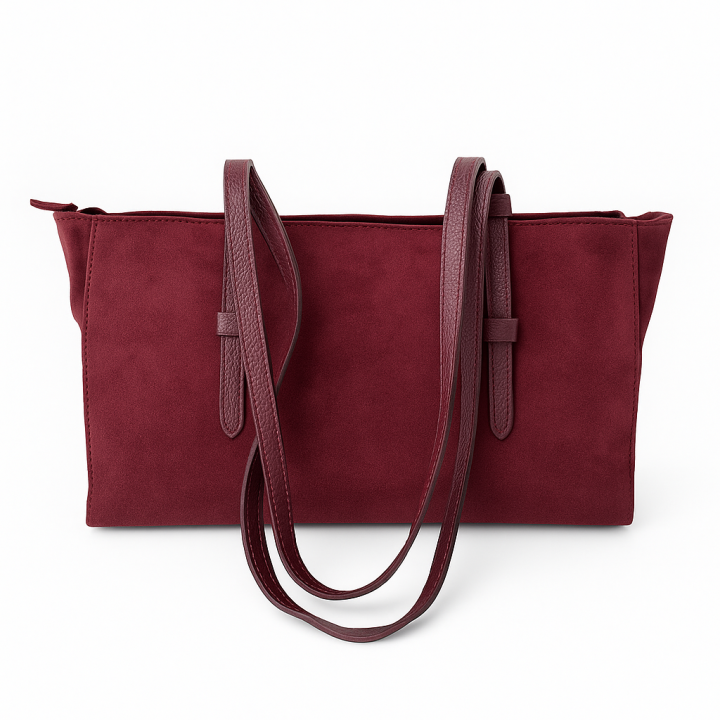 Torebka shopperka zamszowa bordowy