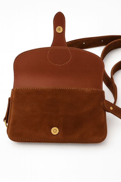 Torebka zamszowa listonoszka nerka