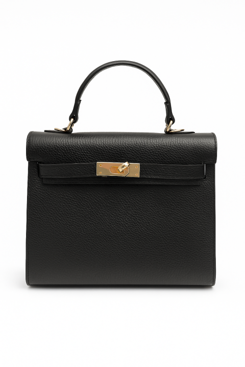 Torebka kuferek skórzana czarna