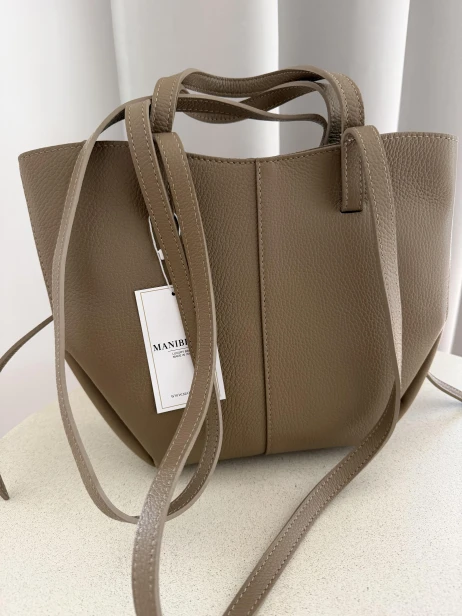 Torebka damska shopper skórzany skóra naturalna BRĄZ 009