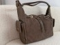 Shopper skórzana torebka zamsz taupe A4   - 014